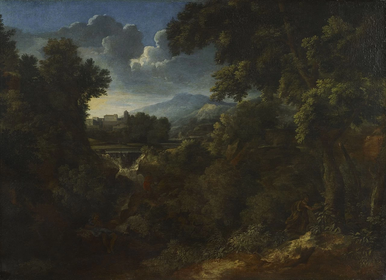 Paesaggio con figure accanto a una cascata - Royal Collection